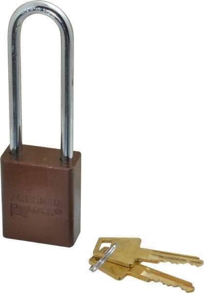 American Lock - Keyed Alike Conductive Lockout Padlock - 3" Shackle Clearance, 1/4" Shackle Diam, 1.8" Body Height x 1-1/2" Body Width, Brown, 5 Pins - Benchmark Tooling