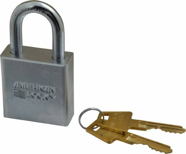 American Lock - 1-1/8" Shackle Clearance, Keyed Different A6200 Padlock - 5/16" Shackle Diam, Steel, with Solid Steel Finish - Benchmark Tooling