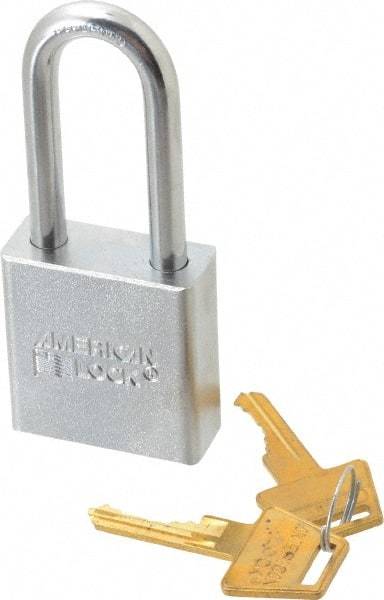 American Lock - 2" Shackle Clearance, Keyed Different A6201 Padlock - 5/16" Shackle Diam, Steel, with Solid Steel Finish - Benchmark Tooling