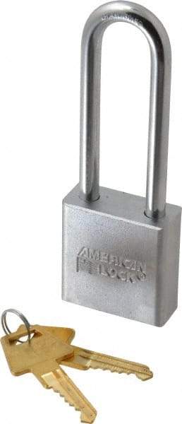 American Lock - 3" Shackle Clearance, Keyed Alike A6202 Padlock - 5/16" Shackle Diam, Steel, with Solid Steel Finish - Benchmark Tooling