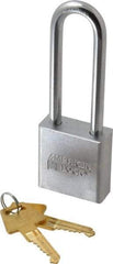 American Lock - 3" Shackle Clearance, Keyed Alike A6202 Padlock - 5/16" Shackle Diam, Steel, with Solid Steel Finish - Benchmark Tooling