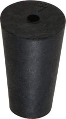 Made in USA - #00, 25/64 Small to 19/32 Large End Diam, Tapered Rubber Stopper with Hole - 38 to 48 Shore A Durometer, 1/8" Hole Diam - Benchmark Tooling