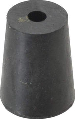 Made in USA - #2, 5/8 Small to 25/32 Large End Diam, Tapered Rubber Stopper with Hole - 38 to 48 Shore A Durometer, 13/64" Hole Diam - Benchmark Tooling