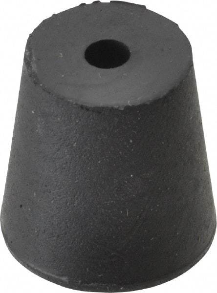 Made in USA - #3, 45/64 Small to 15/16 Large End Diam, Tapered Rubber Stopper with Hole - 38 to 48 Shore A Durometer, 13/64" Hole Diam - Benchmark Tooling