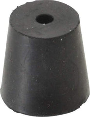 Made in USA - #4, 25/32 Small to 1-1/64 Large End Diam, Tapered Rubber Stopper with Hole - 38 to 48 Shore A Durometer, 13/64" Hole Diam - Benchmark Tooling