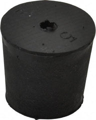 Made in USA - #5, 29/32 Small to 1-1/16 Large End Diam, Tapered Rubber Stopper with Hole - 38 to 48 Shore A Durometer, 13/64" Hole Diam - Benchmark Tooling