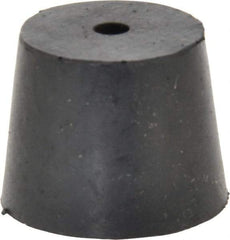 Made in USA - #6, 1-1/64 Small to 1-17/64 Large End Diam, Tapered Rubber Stopper with Hole - 38 to 48 Shore A Durometer, 13/64" Hole Diam - Benchmark Tooling