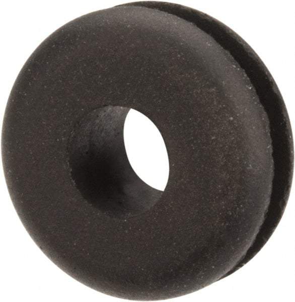 Made in USA - 1/2" OD, 7/32" Thick Flexible Grommet - Rubber, 5/16" Slot Diam x 1/16" Slot Width - Benchmark Tooling
