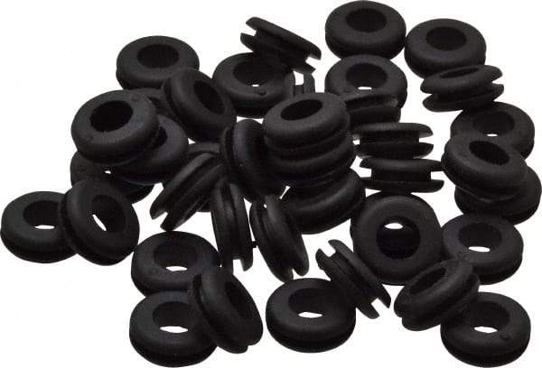 Made in USA - 1/2" OD, 3/16" Thick Flexible Grommet - Rubber, 11/32" Slot Diam x 1/16" Slot Width - Benchmark Tooling