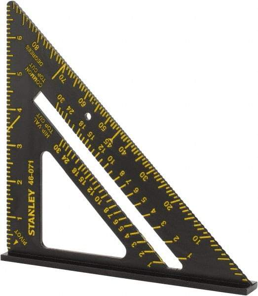 Stanley - 6-7/8" Blade Length x 10-1/4" Base Length, Black Finish, Aluminum Layout Tool - 1/8" Graduation - Benchmark Tooling