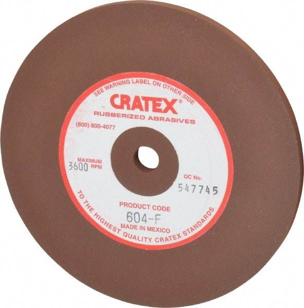 Cratex - 6" Diam x 1/2" Hole x 1/4" Thick, Surface Grinding Wheel - Silicon Carbide, Fine Grade, 3,600 Max RPM, Rubber Bond, No Recess - Benchmark Tooling