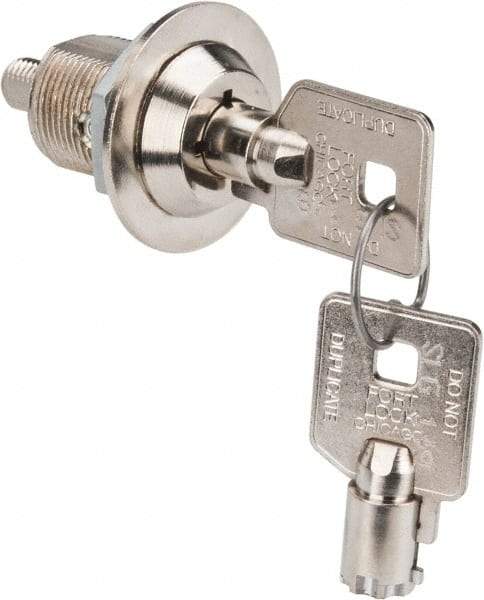 Made in USA - 7/8" Max Thickness, High Security Tubular Keyed Latch - Polished Nickel Coated - Benchmark Tooling