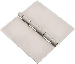 Made in USA - 4" Wide x 0.078" Thick, Blank Butt Hinge - Stainless Steel, Polished Finish - Benchmark Tooling