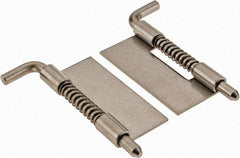 Made in USA - 7/8" Wide x 0.05" Thick, Spring Loaded Latch Hinge - Stainless Steel, Zinc Plated Finish - Benchmark Tooling