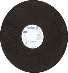 Norton - 16" 24 Grit Zirconia Alumina Cutoff Wheel - 1/8" Thick, 1" Arbor, 4,800 Max RPM, Use with Electric & Gas Powered Saws - Benchmark Tooling