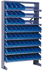 Quantum Storage - 400 Lb Capacity, 12" Deep x 36" Wide x 60" High, Steel Pick Rack - 1 Side, 32 Blue Polyethylene/Polypropylene Bins - Benchmark Tooling