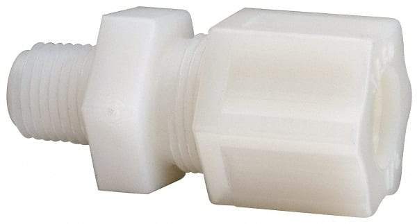 Made in USA - 1/2" Tube OD, Nylon Plastic Compression Tube Male Connector - 1/4 NPT Pipe, 220°F Max, Plastic Grip - Benchmark Tooling