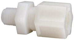 Made in USA - 1/2" Tube OD, Nylon Plastic Compression Tube Male Connector - 1/4 NPT Pipe, 220°F Max, Plastic Grip - Benchmark Tooling