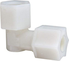 Made in USA - 3/8" Tube OD, Nylon Plastic Compression Tube Female Elbow - 3/8 NPT Pipe, 220°F Max, Plastic Grip - Benchmark Tooling