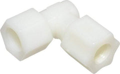 Made in USA - 1/2" Tube OD, Nylon Plastic Compression Tube Female Elbow - 3/8 NPT Pipe, 220°F Max, Plastic Grip - Benchmark Tooling