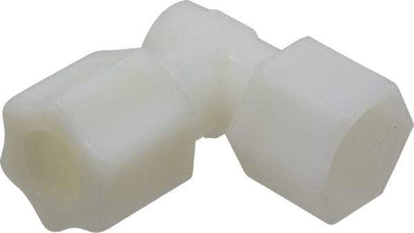 Made in USA - 1/2" Tube OD, Nylon Plastic Compression Tube Female Elbow - 1/2 NPT Pipe, 220°F Max, Plastic Grip - Benchmark Tooling