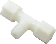 Made in USA - 3/8" Tube OD, Nylon Plastic Compression Tube Male Branch Tee - 1/4 NPT Pipe, 220°F Max, Plastic Grip - Benchmark Tooling