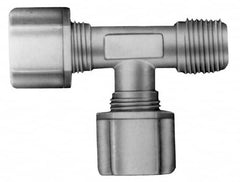 Made in USA - 5/16" Tube OD, Kynar Plastic Compression Tube Male Run Tee - 1/4 NPT Pipe, 275°F Max, Plastic Grip - Benchmark Tooling