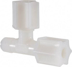 Made in USA - 1/4" Tube OD, Nylon Plastic Compression Tube Male Run Tee - 1/8 NPT Pipe, 220°F Max, Plastic Grip - Benchmark Tooling