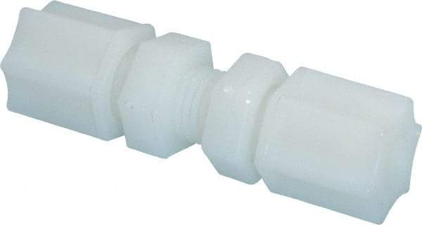 Made in USA - 1/4" Tube OD, Nylon Plastic Compression Tube Bulkhead Union - 220°F Max, Plastic Grip - Benchmark Tooling