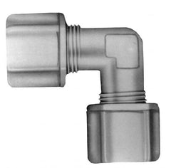 Made in USA - 5/16" Tube OD, Acetal/Celcon Plastic Compression Tube Union Elbow - 220°F Max, Plastic Grip - Benchmark Tooling