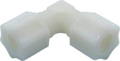 Made in USA - 1/2" Tube OD, Nylon Plastic Compression Tube Union Elbow - 220°F Max, Plastic Grip - Benchmark Tooling