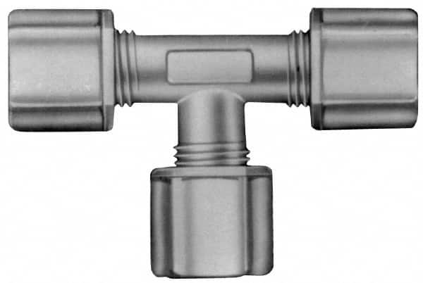 Made in USA - 5/16" Tube OD, Acetal/Celcon Plastic Compression Tube Union Tee - 220°F Max, Plastic Grip - Benchmark Tooling