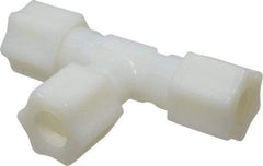 Made in USA - 1/2" Tube OD, Nylon Plastic Compression Tube Union Tee - 220°F Max, Plastic Grip - Benchmark Tooling