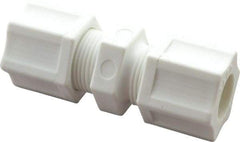 Made in USA - 1/2" Tube OD, Polypropylene Plastic Compression Tube Union - 215°F Max, Plastic Grip - Benchmark Tooling