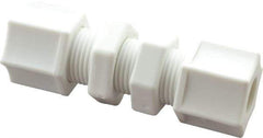 Made in USA - 3/8" Tube OD, Polypropylene Plastic Compression Tube Bulkhead Union - 215°F Max, Plastic Grip - Benchmark Tooling