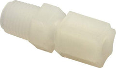 Made in USA - 1/4" Tube OD, Kynar Plastic Compression Tube Male Connector - 1/4 NPT Pipe, 275°F Max, Plastic Grip - Benchmark Tooling