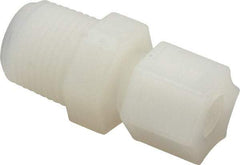 Made in USA - 3/8" Tube OD, Kynar Plastic Compression Tube Male Connector - 1/2 NPT Pipe, 275°F Max, Plastic Grip - Benchmark Tooling