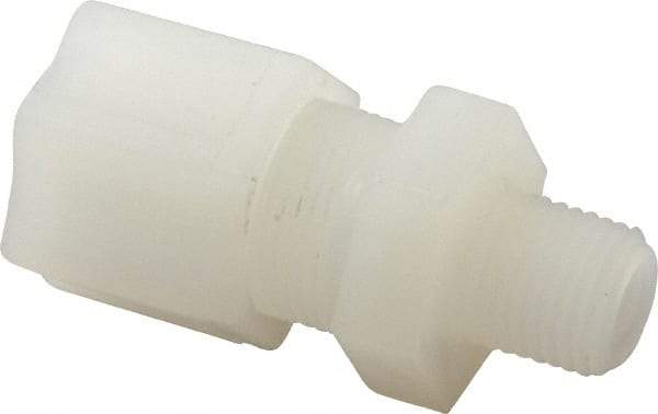 Made in USA - 1/2" Tube OD, Kynar Plastic Compression Tube Male Connector - 1/4 NPT Pipe, 275°F Max, Plastic Grip - Benchmark Tooling
