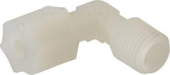 Made in USA - 1/4" Tube OD, Kynar Plastic Compression Tube Male Elbow - 1/4 NPT Pipe, 275°F Max, Plastic Grip - Benchmark Tooling