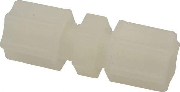 Made in USA - 1/4" Tube OD, Kynar Plastic Compression Tube Union - 275°F Max, Plastic Grip - Benchmark Tooling