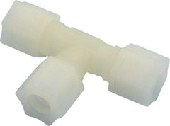 Made in USA - 1/2" Tube OD, Kynar Plastic Compression Tube Union Tee - 275°F Max, Plastic Grip - Benchmark Tooling