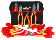 13 Piece - Insulated Tool Set with Pliers; Cutters; Xeno; Square; Slotted & Phillips Screwdrivers in Tool Box - Benchmark Tooling