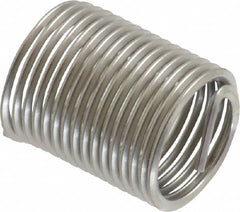 Heli-Coil - M10x1.00 Metric Fine, 20mm OAL, Free Running Helical Insert - 16-1/2 Free Coils, Tanged, Stainless Steel, Bright Finish, 2D Insert Length - Benchmark Tooling