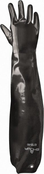 Chemical Resistant Gloves: X-Large, Neoprene-Coated, Neoprene, Supported Black, 31'' OAL, Smooth