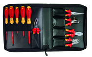 10 Piece - Insulated Pliers; Cutters; Wire Stripper; Slotted & Phillips Screwdrivers in Zipper Case - Benchmark Tooling