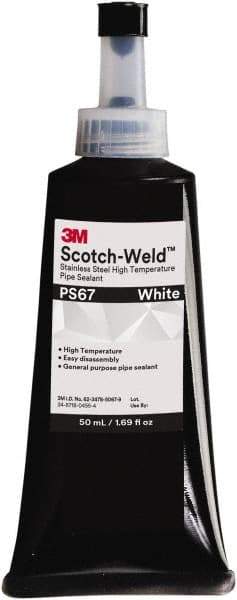 3M - 50 mL Tube White Pipe Sealant - Dimethacrylate, 400°F Max Working Temp, For Seal Hydraulic & Pneumatic Pipes & Fittings - Benchmark Tooling