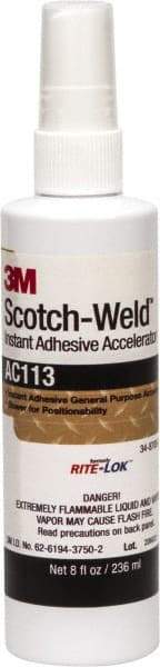 3M - 8 oz Bottle Amber Instant Adhesive - Series AC113, Bonds to Metal, Plastic & Rubber - Benchmark Tooling