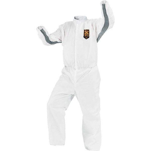 KleenGuard - Size 4XL SMS General Purpose Coveralls - White, Zipper Closure, Elastic Cuffs, with Boots, Serged Seams - Benchmark Tooling