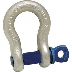 Campbell - 1-1/8" Nominal Chain Size, 9.5 Ton Carbon Steel Screw Anchor Shackle - 1-1/4" Pin Diam, 1-13/16" Wide Inside Jaw, 2-15/16" Inside Width, 2-5/8" Max Body Thickness - Benchmark Tooling