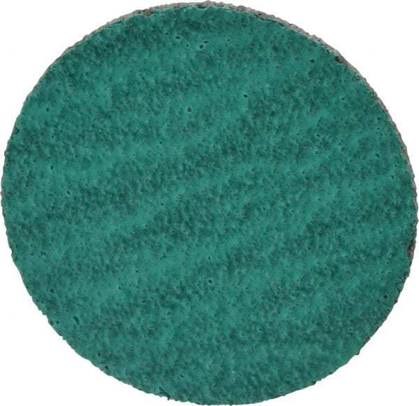 Standard Abrasives - 1-1/2" Disc Diam, 80 Grit, Zirconia Alumina Quick Change Disc - Type S Attaching System, Coated, Green, Medium Grade, 30,000 RPM - Benchmark Tooling